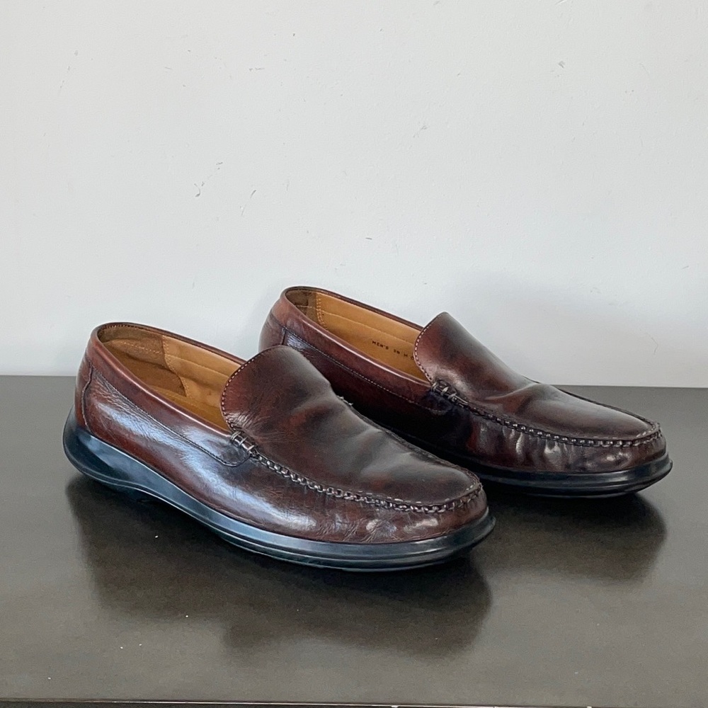 Cole Haan Nike Air brown leather slip-on Loafers